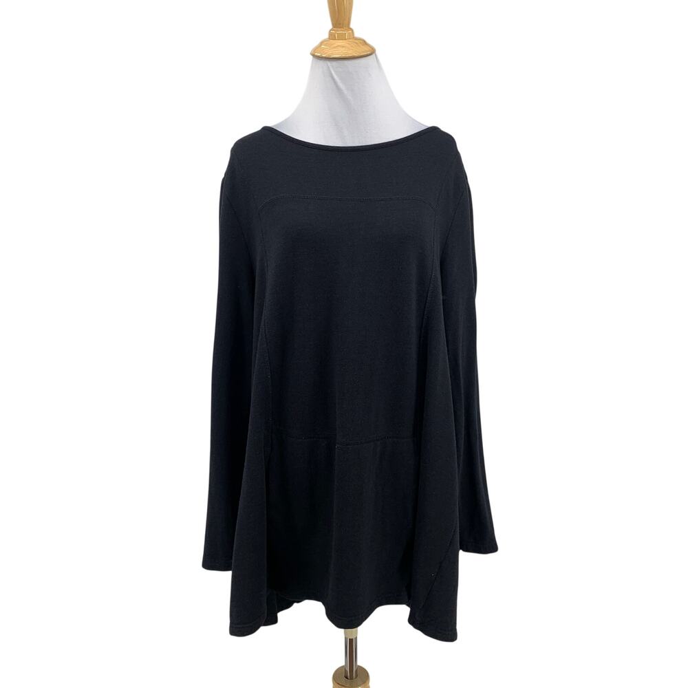 Soft Surroundings Blouse Womens L Large Charcoal Oversized Knit Tunic Relaxed